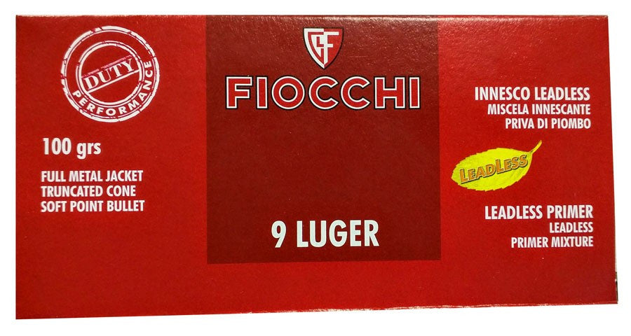 MUNICIÓN FIOCCHI - 9MM. PARA. - 100 GRAINS - SJSP LEADLESS & 100 grains - SJSP LeadLess