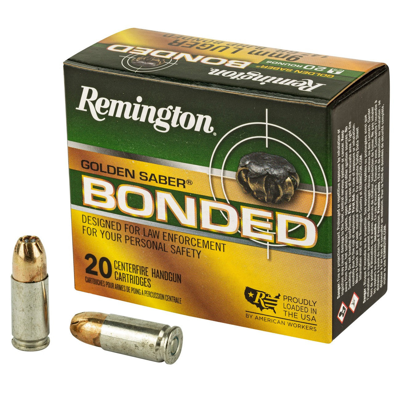 Remington Golden Saber Bonded BJHP ammunition - 9mm. - 147 grains