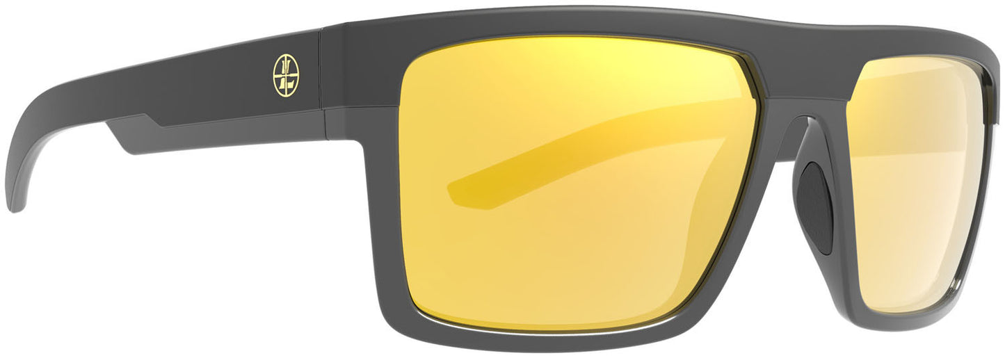 montura negra mate / lente espejo naranja