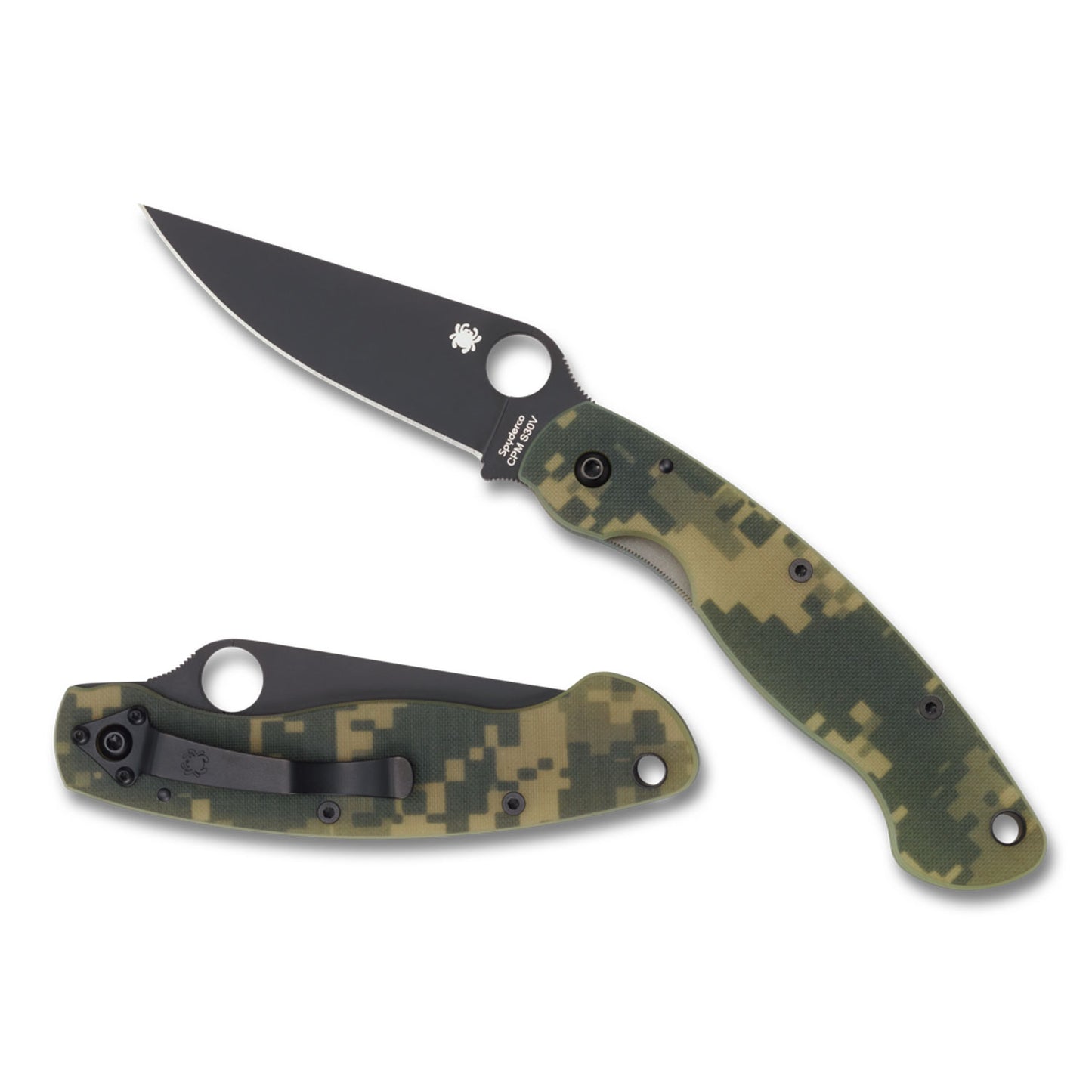 NAVAJA SPYDERCO MILITARY G-10 CAMO BLACK (1)