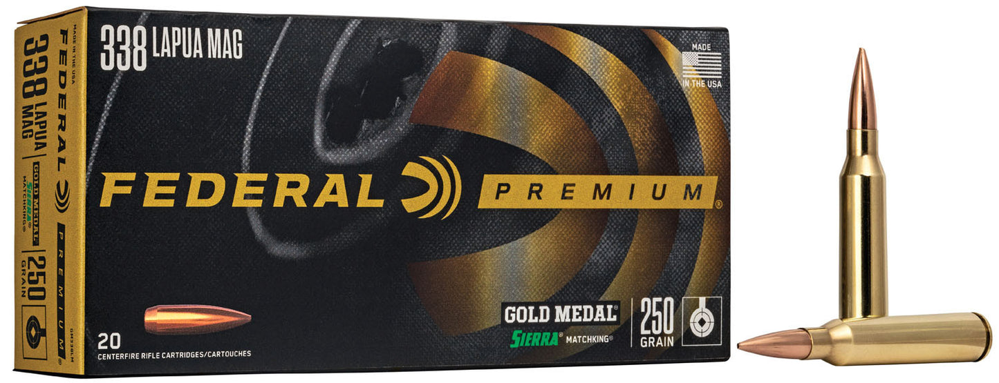 BALA FEDERAL GOLD MEDAL SIERRA MATCHKING - 338 LAPUA MAG. - 250 GRAINS