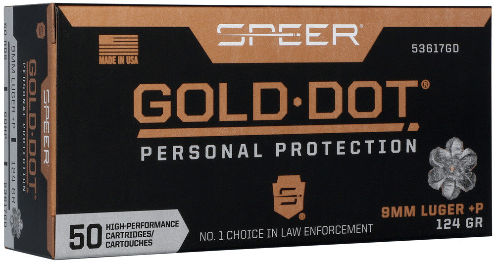 BALAS SPEER GOLD DOT - 9MM. +P - 124 GRAINS - GDHP