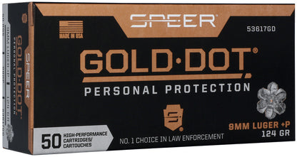 BALAS SPEER GOLD DOT - 9MM. +P - 124 GRAINS - GDHP