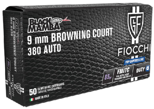 MUNICIÓN FIOCCHI TOP DEFENCE BLACK MAMBA - 9MM. CORTO - 85 GRAINS - FMJTC & 85 grains - FMJTC
