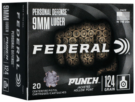 BALA FEDERAL PERSONAL DEFENSE PUNCH - 9MM. PARA. - 124 GRAINS - JHP