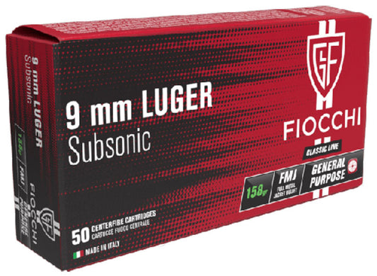 MUNICIÓN FIOCCHI CLASSIC - 9MM. PARA. SUBSONIC - 158 GRAINS - FMJ & 158 grains - FMJ