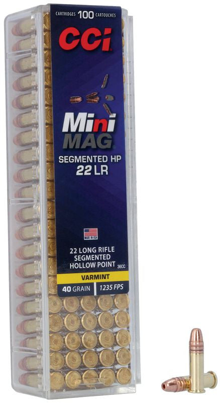 MUNICIÓN CCI MINI-MAG SEGMENTED HP - .22 LR - 40 GRAINS - SHP