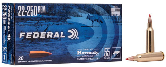 BALA FEDERAL VARMINT & PREDATOR HORNADY V-MAX - 22-250 REM. - 55 GRAINS