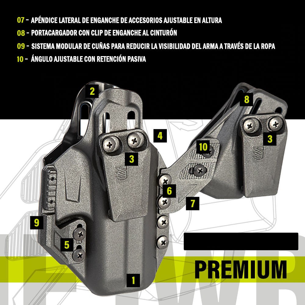 FUNDA BLACKHAWK STACHE IWB PREMIUM CON LINTERNA TLR 7 / TLR 8 (5)