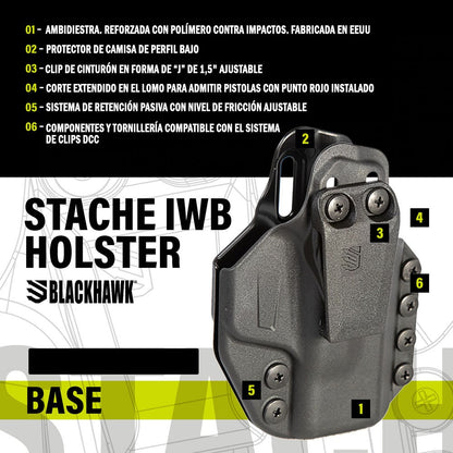 FUNDA BLACKHAWK! STACHE IWB S&W SHIELD 9/40 CON LINTERNA TLR 6 / CT LASERGUARD PRO (4)