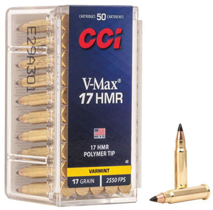 MUNICIÓN METÁLICA CCI V-MAX - 17 HMR - 17 GRAINS & 17 Hmr 17 Grains