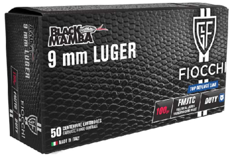 MUNICIÓN FIOCCHI TOP DEFENCE BLACK MAMBA - 9MM. PARA. - 100 GRAINS - FMJTC & 100 grains - FMJTC