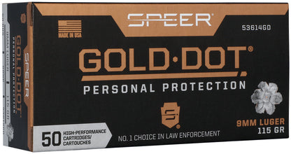 BALAS SPEER GOLD DOT - 9MM. - 115 GRAINS - GDHP
