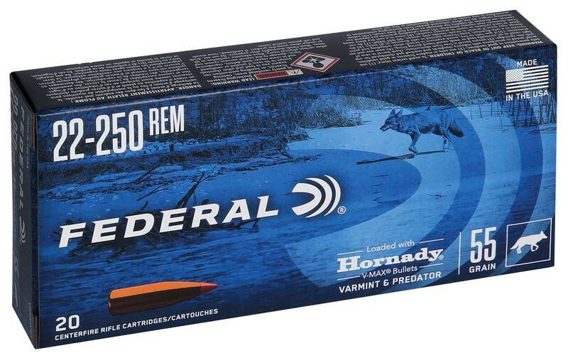BALA FEDERAL VARMINT & PREDATOR HORNADY V-MAX - 22-250 REM. - 55 GRAINS (2)