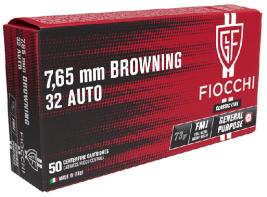 MUNICIÓN FIOCCHI CLASSIC - 7.65 BROW. - 73 GRAINS - FMJ & 73 grains - FMJ