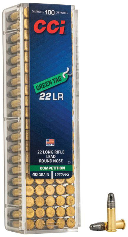 MUNICIÓN CCI GREEN TAG - .22 LR - 40 GRAINS - LRN & .22 LR 40 GRAINS LRN
