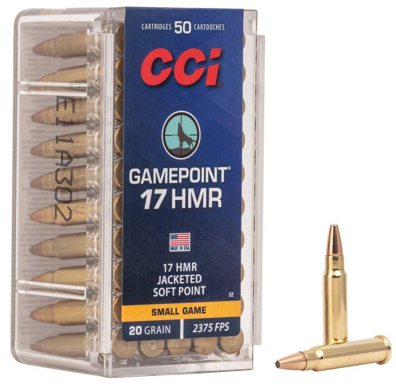 MUNICIÓN METÁLICA CCI GAMEPOINT - 17 HMR - 20 GRAINS - JSP & 17 HMR 20 GRAINS JSP