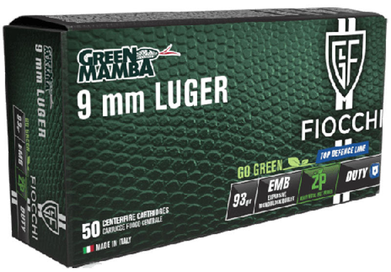MUNICIÓN FIOCCHI TOP DEFENCE GREEN MAMBA - 9MM. PARA. - 93 GRAINS - EMB & 93 grains - EMB