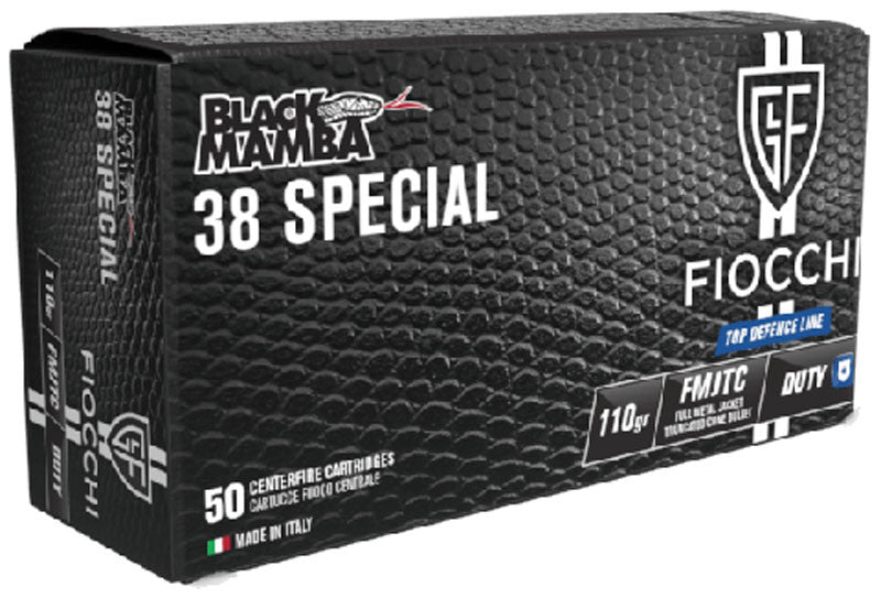 MUNICIÓN FIOCCHI TOP DEFENCE BLACK MAMBA - 38 S&W SPECIAL - 110 GRAINS - FMJTC