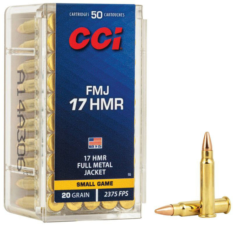 MUNICIÓN METÁLICA CCI - 17 HMR - 20 GRAINS - FMJ & 17 HMR 20 GRAINS FMJ