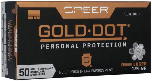 BALAS SPEER GOLD DOT - 9MM. - 124 GRAINS - GDHP