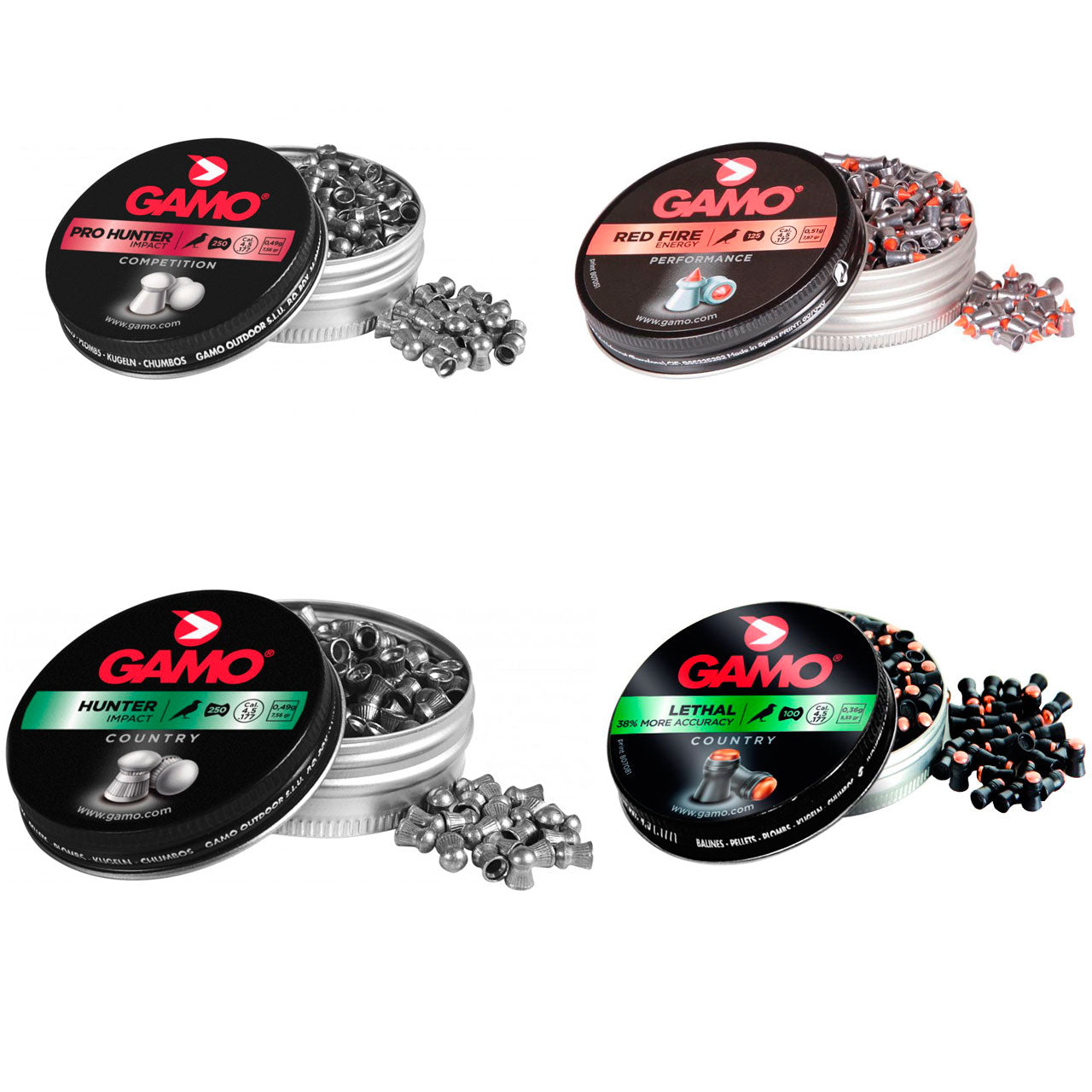 BALINES GAMO PACK 4 MODELOS  IMPACTO CAL. 4,5MM