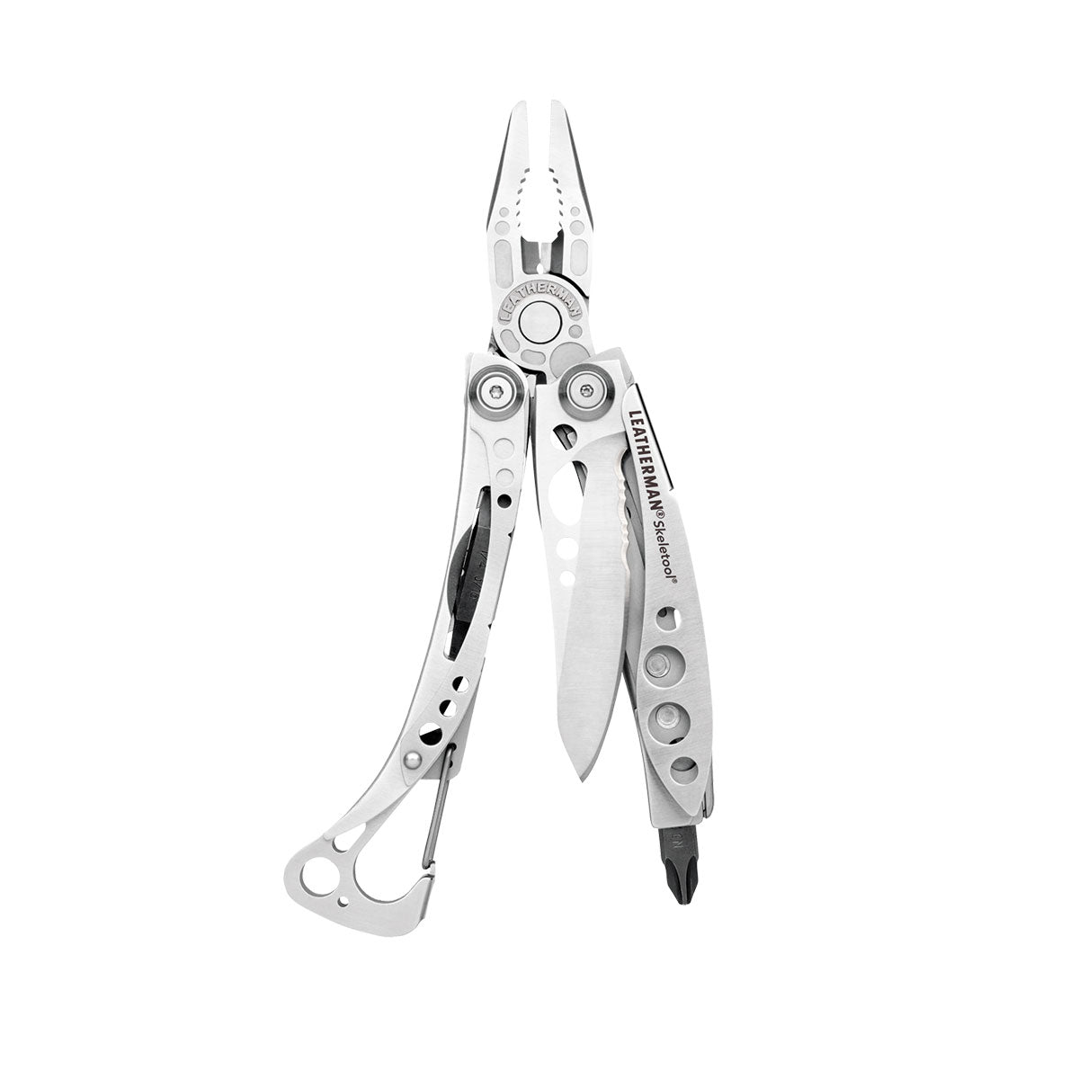 LEATHERMAN SKELETOOL & Skeletool Black & Silver sin funda & Skeletool con funda Nylon