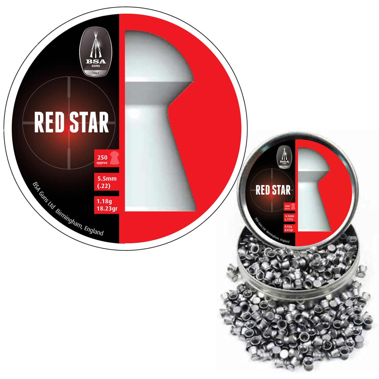 BALINES BSA RED STAR CAL. 5,5MM (250 ud)