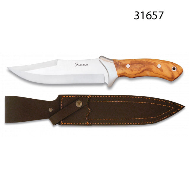 CUCHILLO DEPORTIVO ALBAINOX OLIVO C/F & 31657 - Hoja estilo Bowie