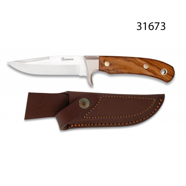 CUCHILLO DEPORTIVO ALBAINOX OLIVO C/F (4) & 31673 - Hoja estilo punta caida