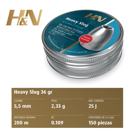 BALINES H&N SLUG HP HEAVY CAL. 5.5 MM & Cal. 5.51mm (.217")