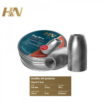 BALINES H&N SLUG HP II CAL. 7.62 MM & Cal. 7.62mm (.301") 3,24 g.