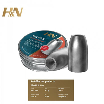 BALINES H&N SLUG HP II CAL. 7.62 MM (1) & Cal. 7.62mm (.301") 3,50 g.